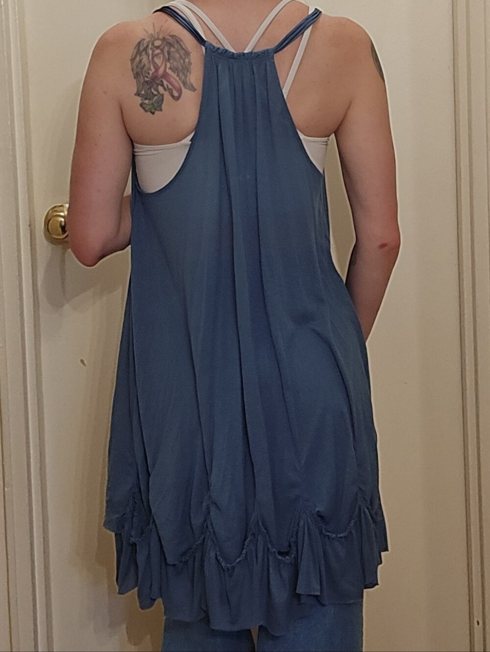 Free People Blue Ruffle-Hem Slip Tunic - Picture 2 of 6